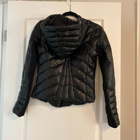 BCBGMAXAZRIA Quilted Faux Leather Hooded Jacket (XS) - Picture 2 of 5